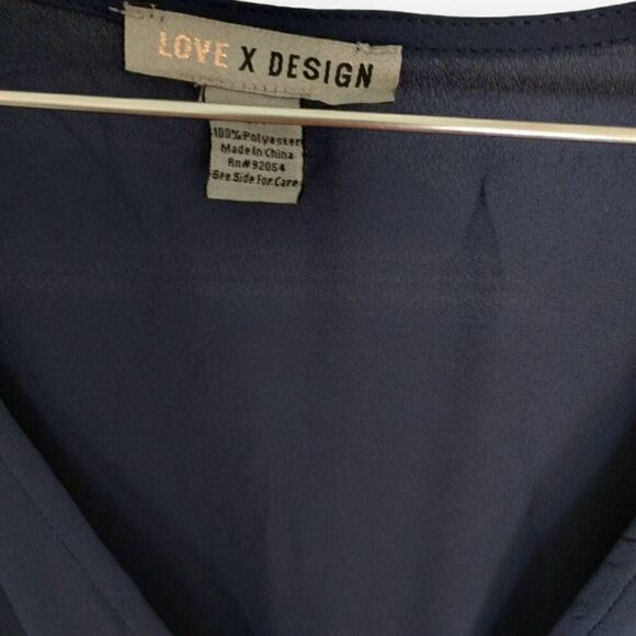 Love X Design Womens Maxi Sz 2X Navy VNeck Flutter Sleeve Chiffon Plus Formal - Picture 8 of 13